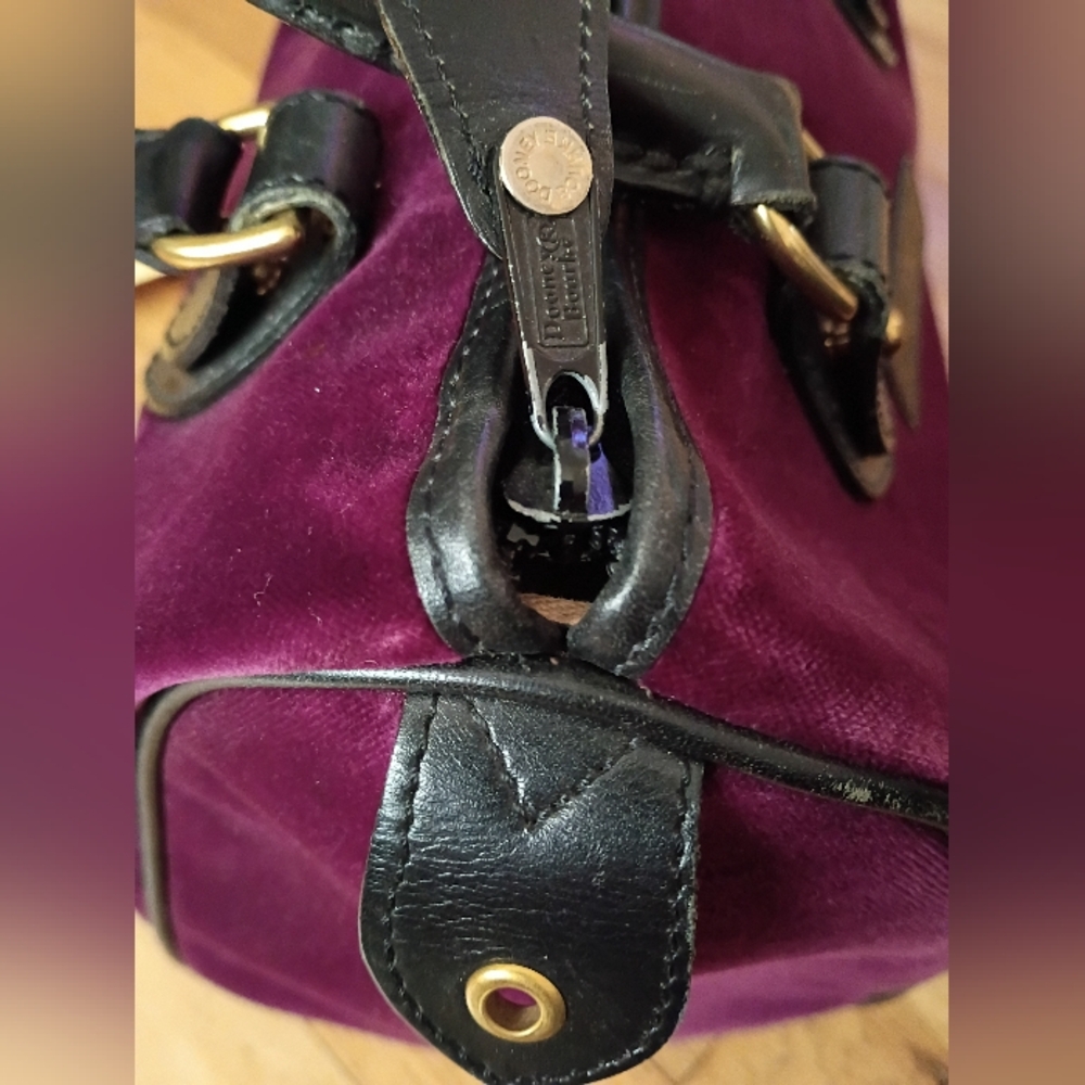 Dooney And Bourke Vintage Velvet Purple Satchel - Picture 5 of 8